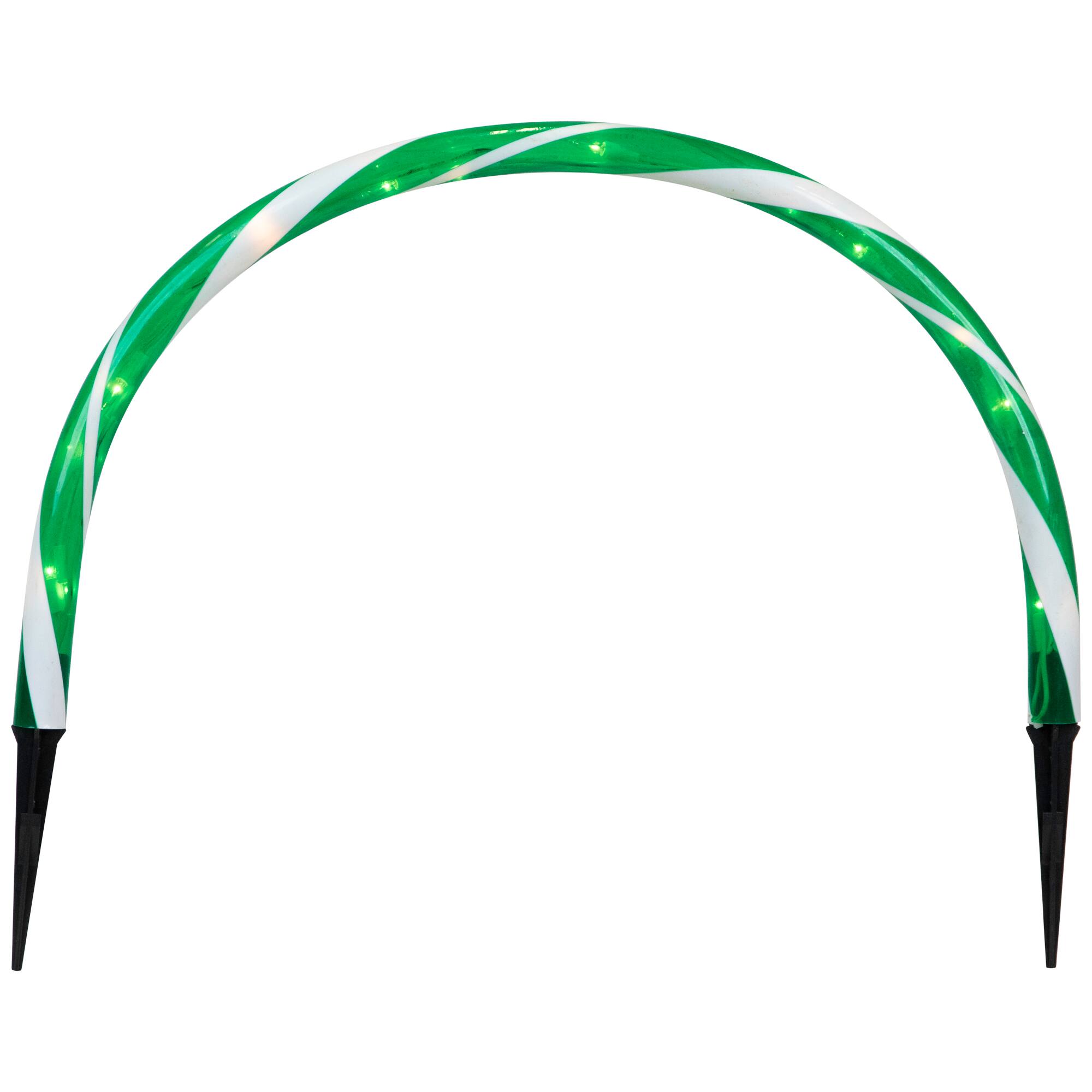 Alt View 3. Northlight - Lighted Candy Cane Outdoor Christmas Arch Pathway Markers - 11" - Green - Set of 3 - Green.