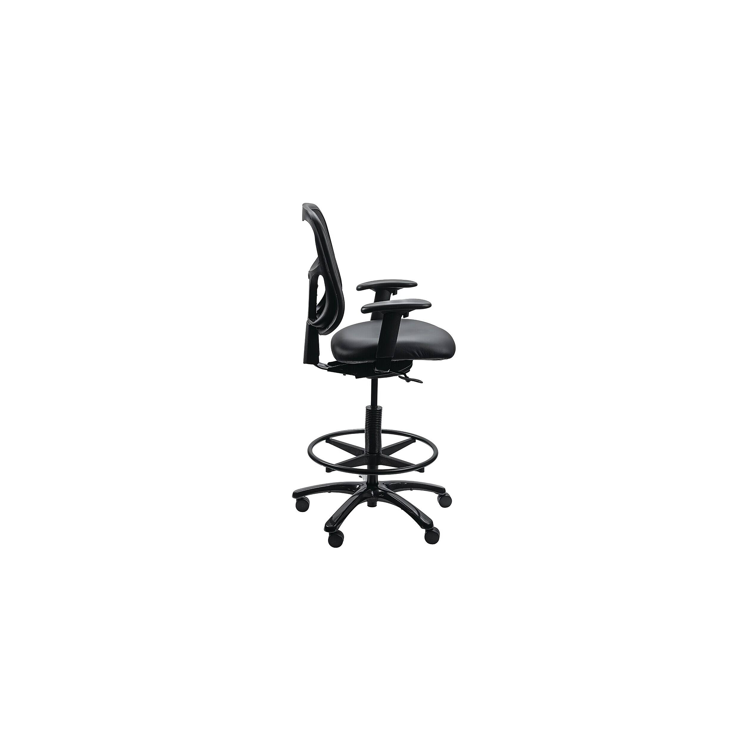 Alt View 2. Tempur-Pedic - Vinyl Drafting Chair with Backrest and Footrest with Lumbar Support, Black (TP8200-DBLKV) - Black.