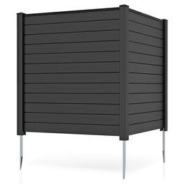 Costway - Outdoor 48"L x 48"H PVC Privacy Fence Panels with Metal Ground Stakes - Black