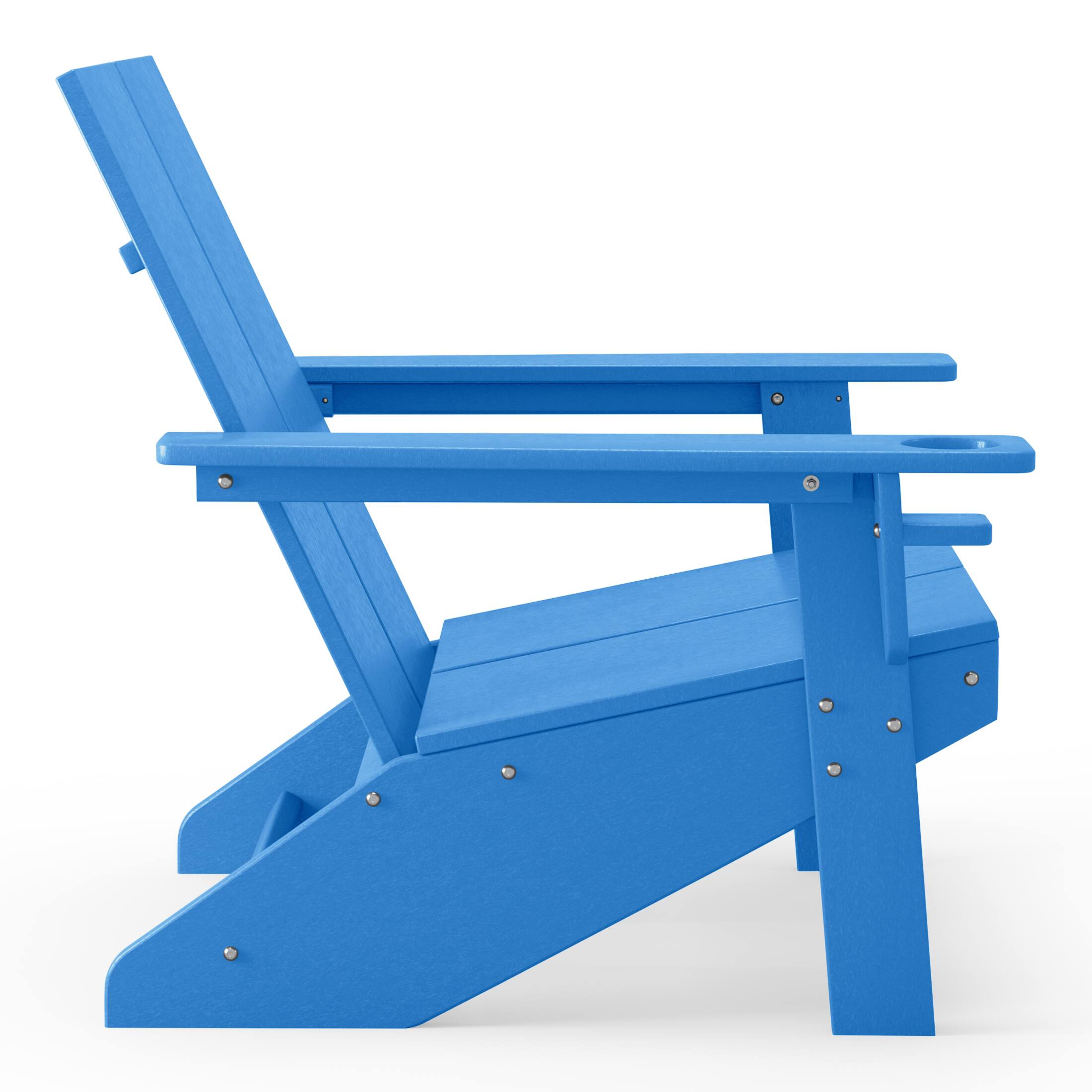 Left. WestinTrends - WestinTrends Riviera Outdoor HDPE Modern Adirondack Chair with Cup Holder - Pacific Blue.