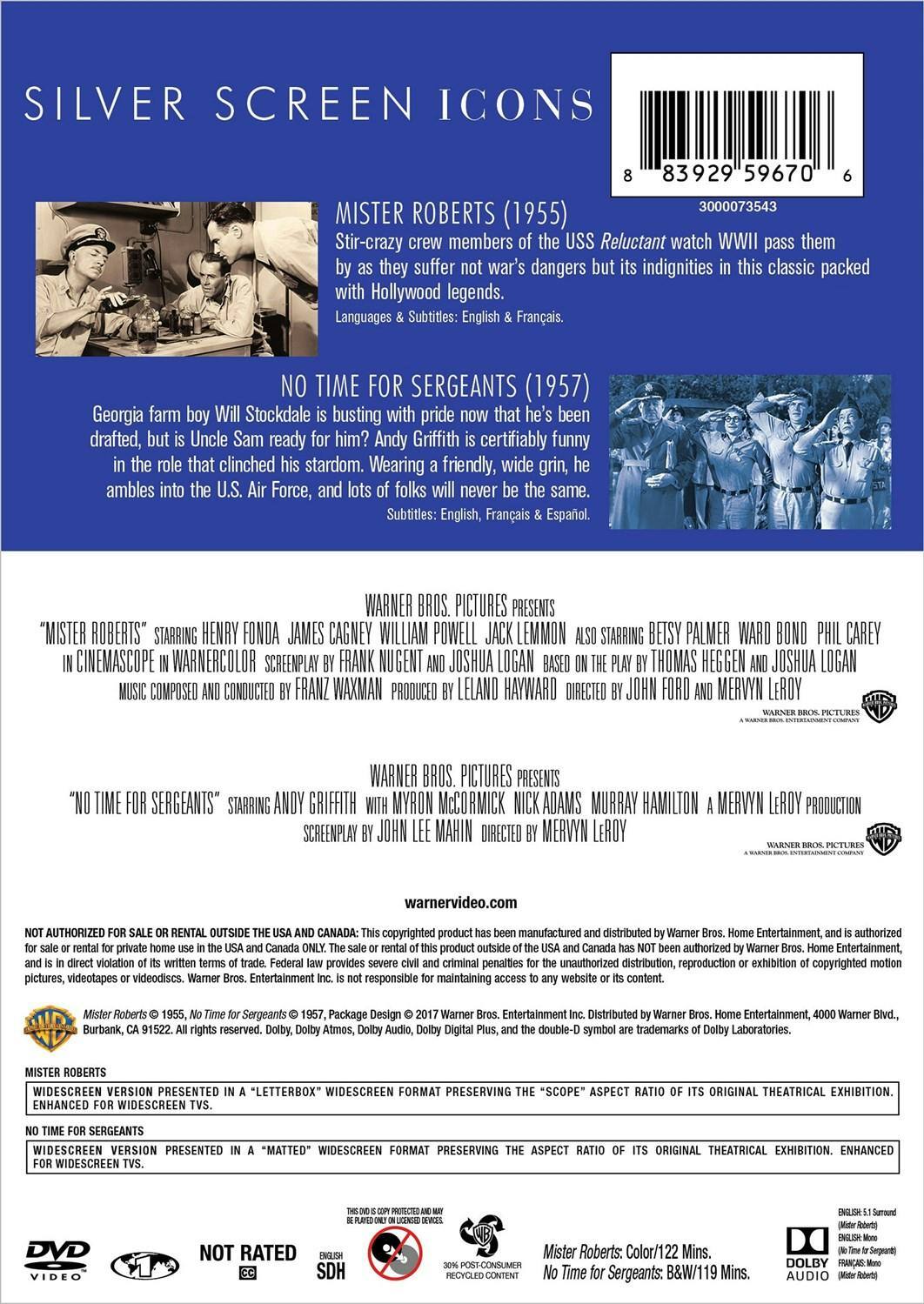 Back. Silver Screen Icons: Mister Roberts / No Time for Sergeants (DVD New Box Art) [DVD].