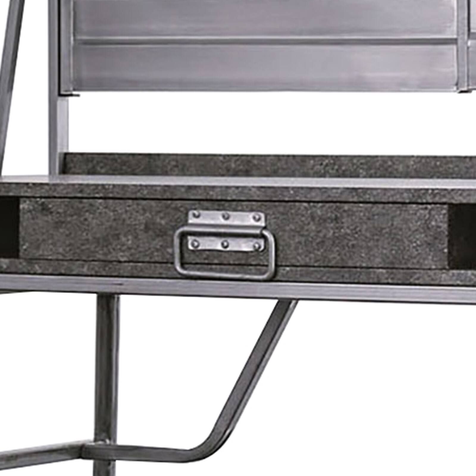 Angle. Manhattan Lane - Corrugated Back Metal Frame Desk with USB Docks, Gray and Silver - Gray and Silver.