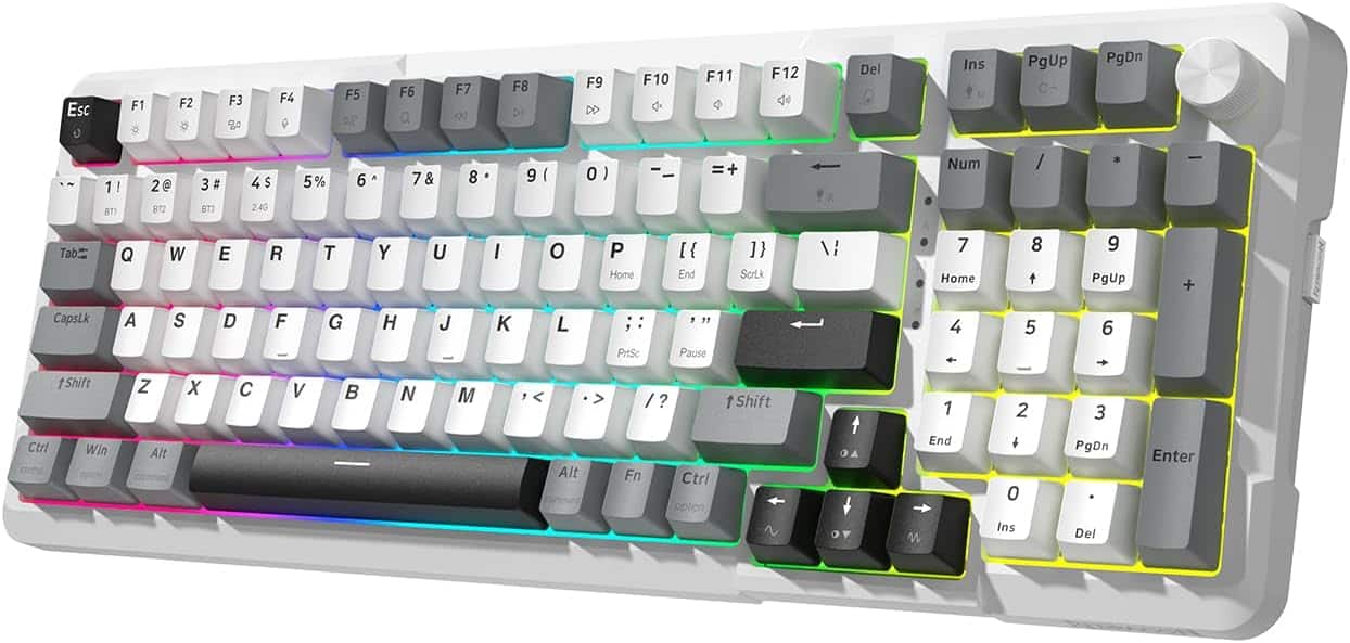 REDRAGON - K742 Wireless Mechanical Gaming Keyboard with Knob, Creamy Keyboard with Number Pad for Windows/Mac - Black