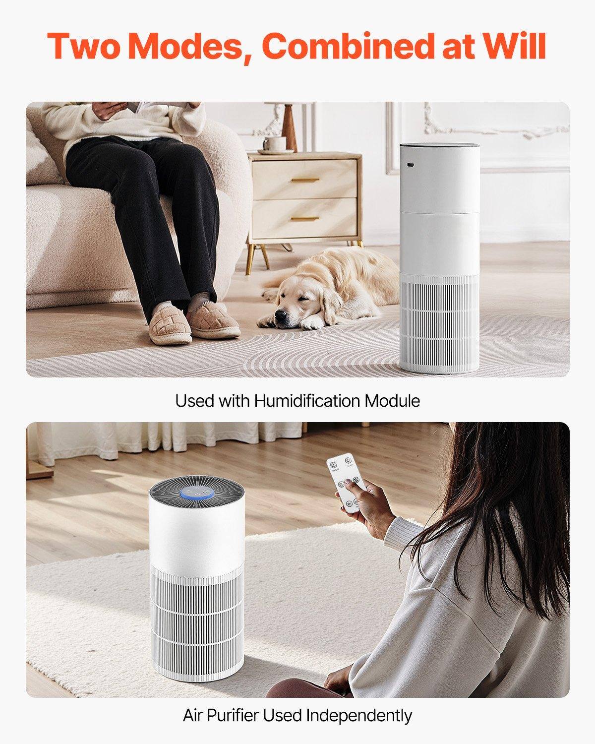 Two Modes, Combined at Will

Used with Humidification Module

Air Purifier Used Independently