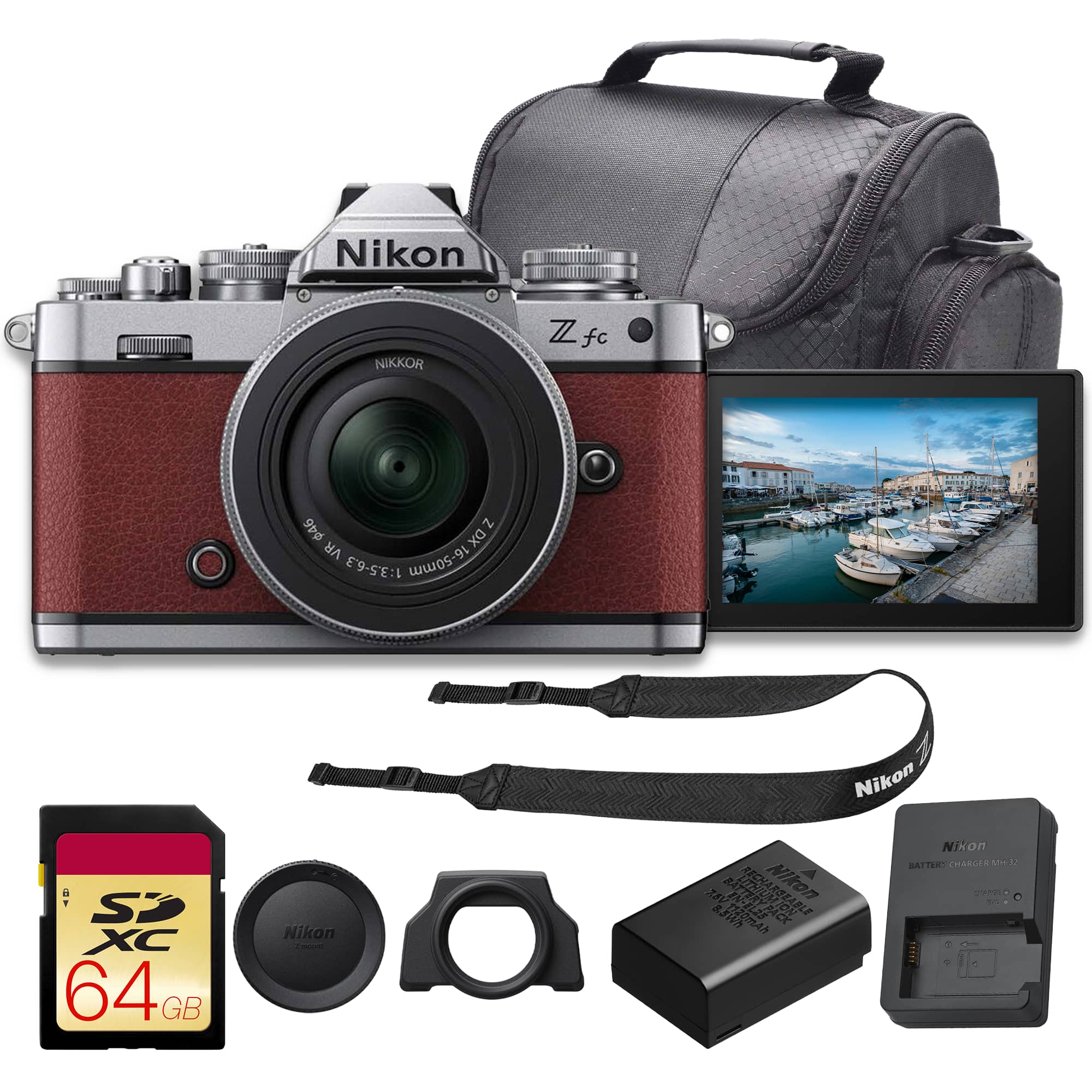 Nikon - Z fc Mirrorless Camera with NIKKOR Z DX 16-50mm f/3.5-6.3 VR Lens (Crimson Red) (3pc Bundle) price history on PriceWatchPro