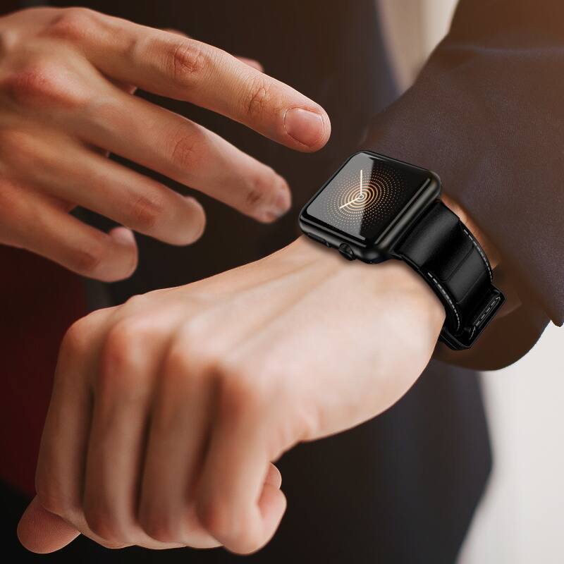 Alt View 3. Mybat Pro - MyBat Pro Leather Watchband for Apple Watch 38mm / 40mm - Black - Black.