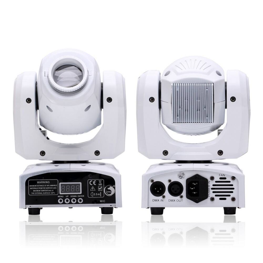 **Left Unit:**

- WARNING
- MINIMUM DISTANCE OF INFRARED RADIATION: 0.5m
- MAXIMUM TEMPERATURE OF THE EXTERNAL SURFACE: 60°C
- MENU UP DOWN ENTER
- 8.8.8.8
- MIC
- CE
- 0.5m

**Right Unit:**

- DMX IN
- DMX OUT
- FAN
- POWER IN
- MIC