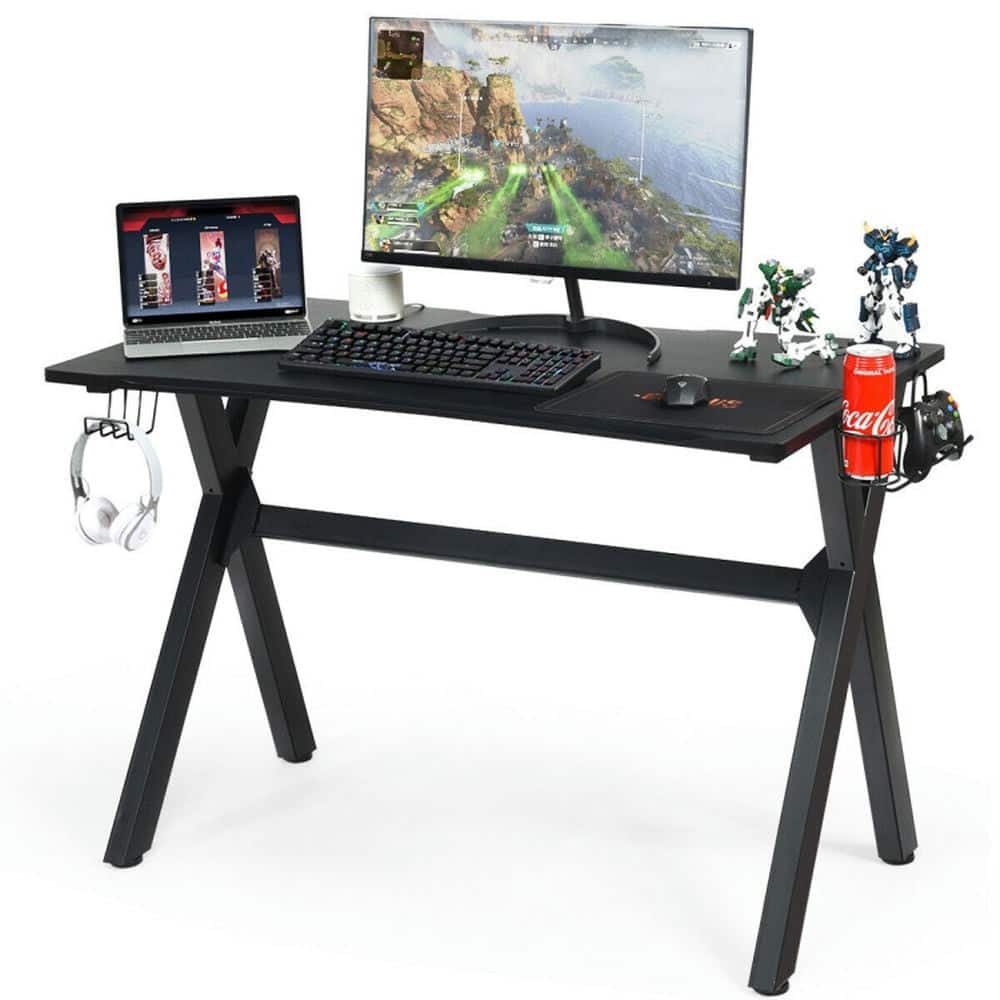 Kadyn - Ergonomic Gaming Desk with Mousepad and Cup Headphone Holder, Home Office Desks, Gaming Computer Desks for Study,Working - Black
