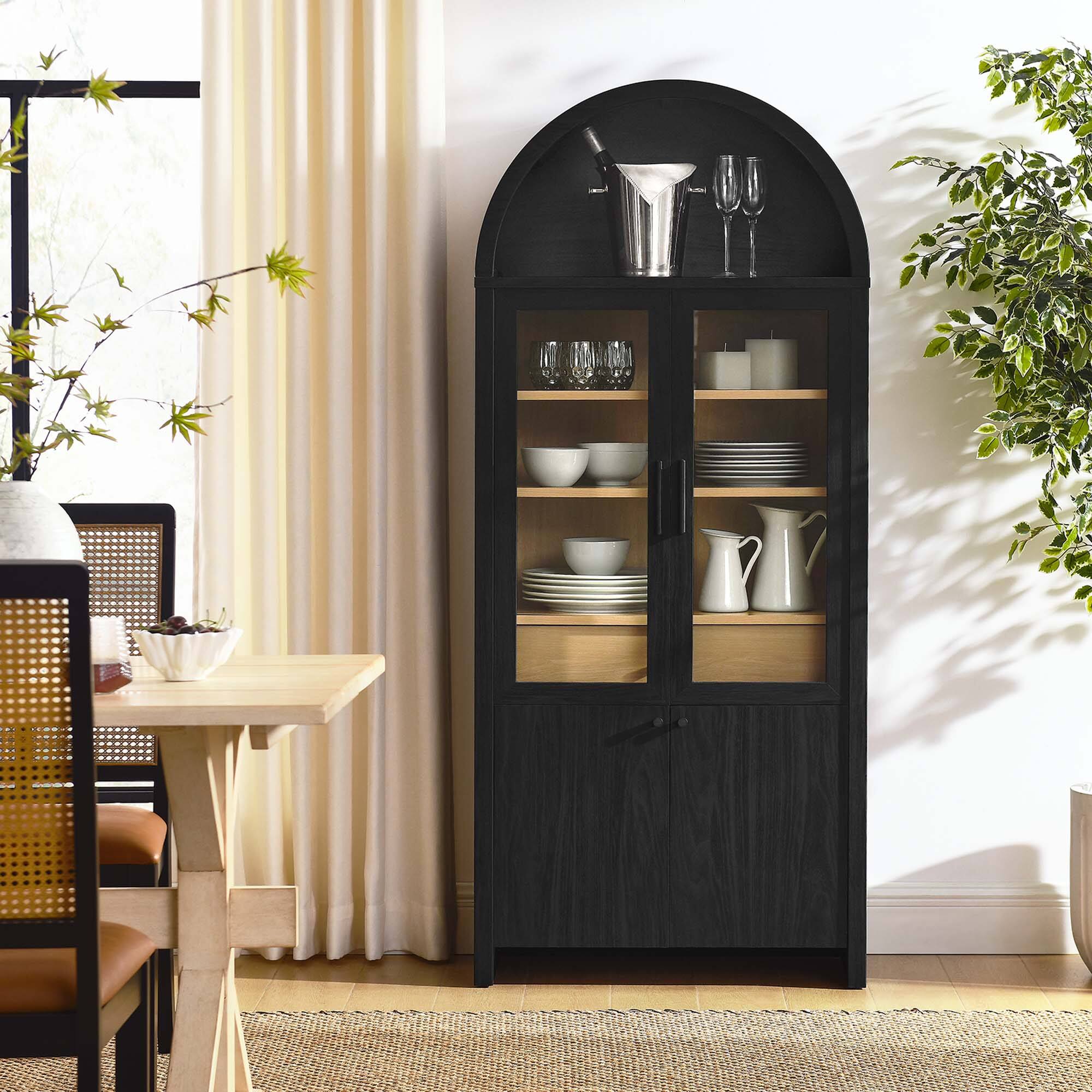 Alt View 1. Modway - Evie Arched Tall Display Cabinet by Modway - Black Oak.