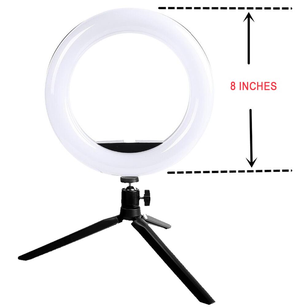 Angle. Vivitar - Vivitar 8 Inch LED Ring Light Dimmable Lamp for Iphone Smartphone with Tripod Mount Stand - Black.