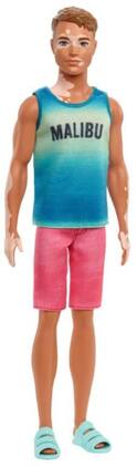 Mattel - Barbie Ken Fashionista Doll, Blue Ombre "Malibu" Tank, Red Shorts, Blue Sandals, with Vitiligo and - COLLECTIBLES - Multicolor