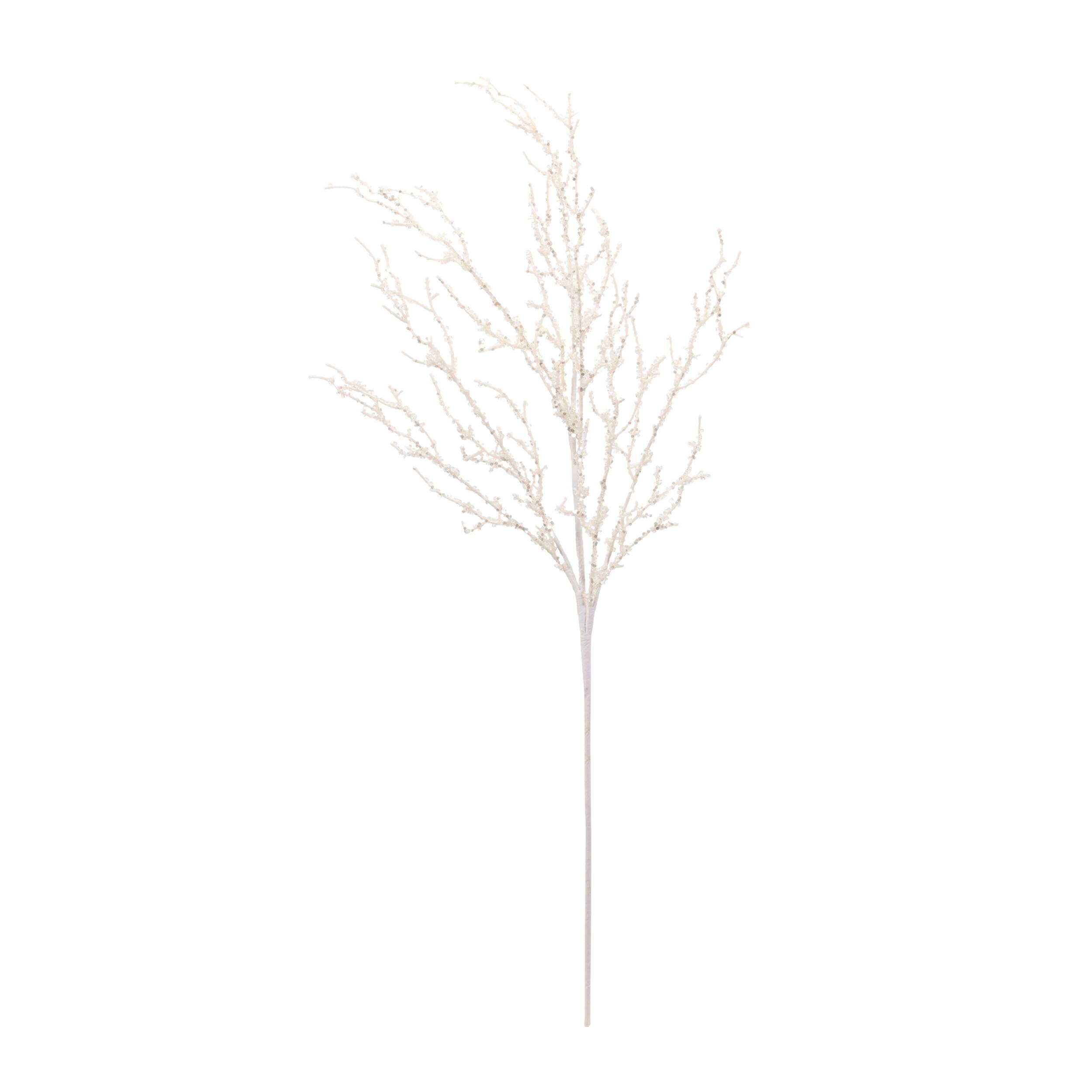 Angle. BreeBe - Glittered Twig Branch (Set of 6) - White.