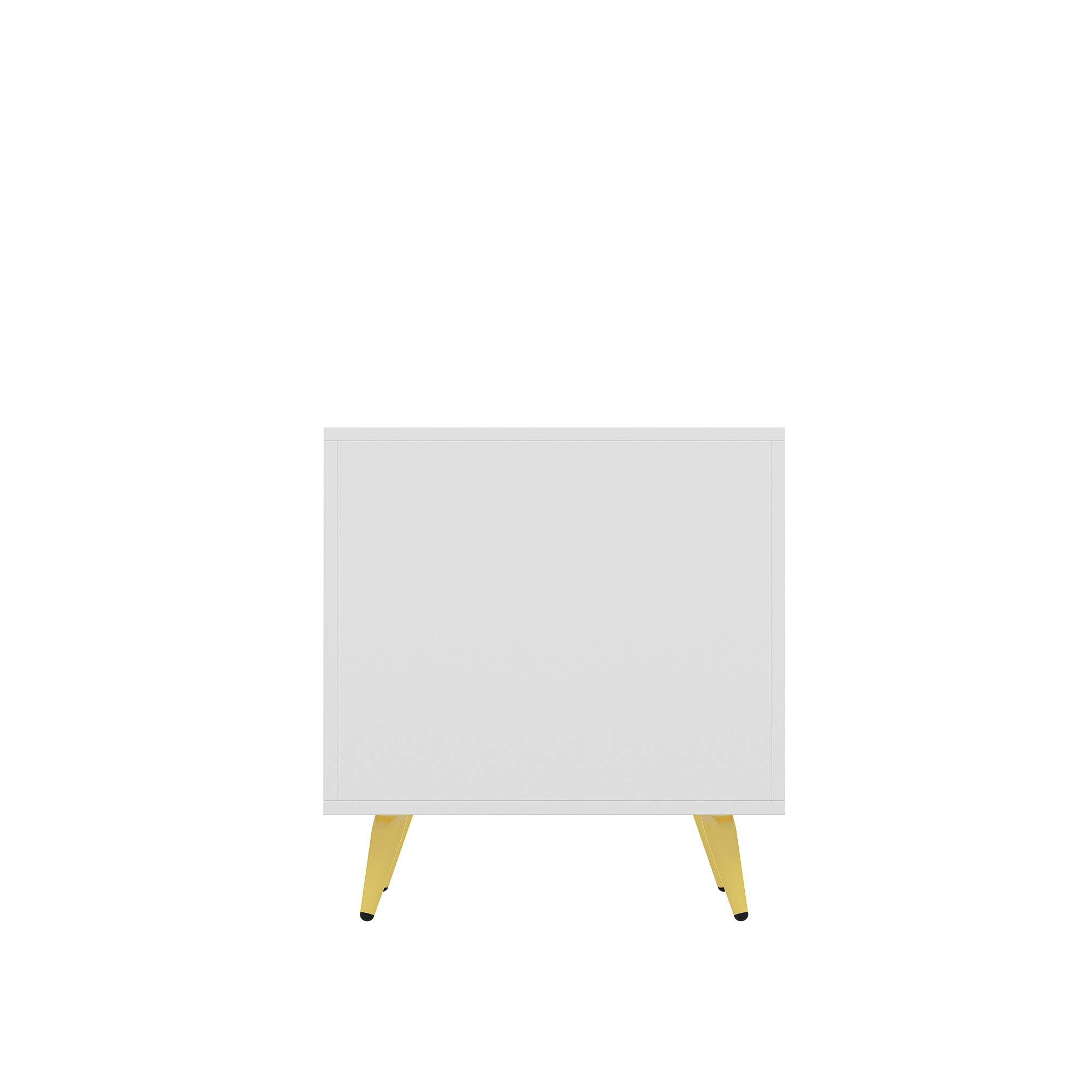 Back. FUFU & GAGA - FUFU&GAGA Modern Nightstand with Gold Accents: 3 - Drawer Bedroom Organizer - White.