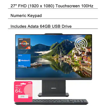 27" FHD (1920 x 1080) Touchscreen 100Hz
Numeric Keypad
Includes Adata 64GB USB Drive
AMD Ryzen 5
Home Windows 11
Microsoft
ADATA 64GB USB Drive