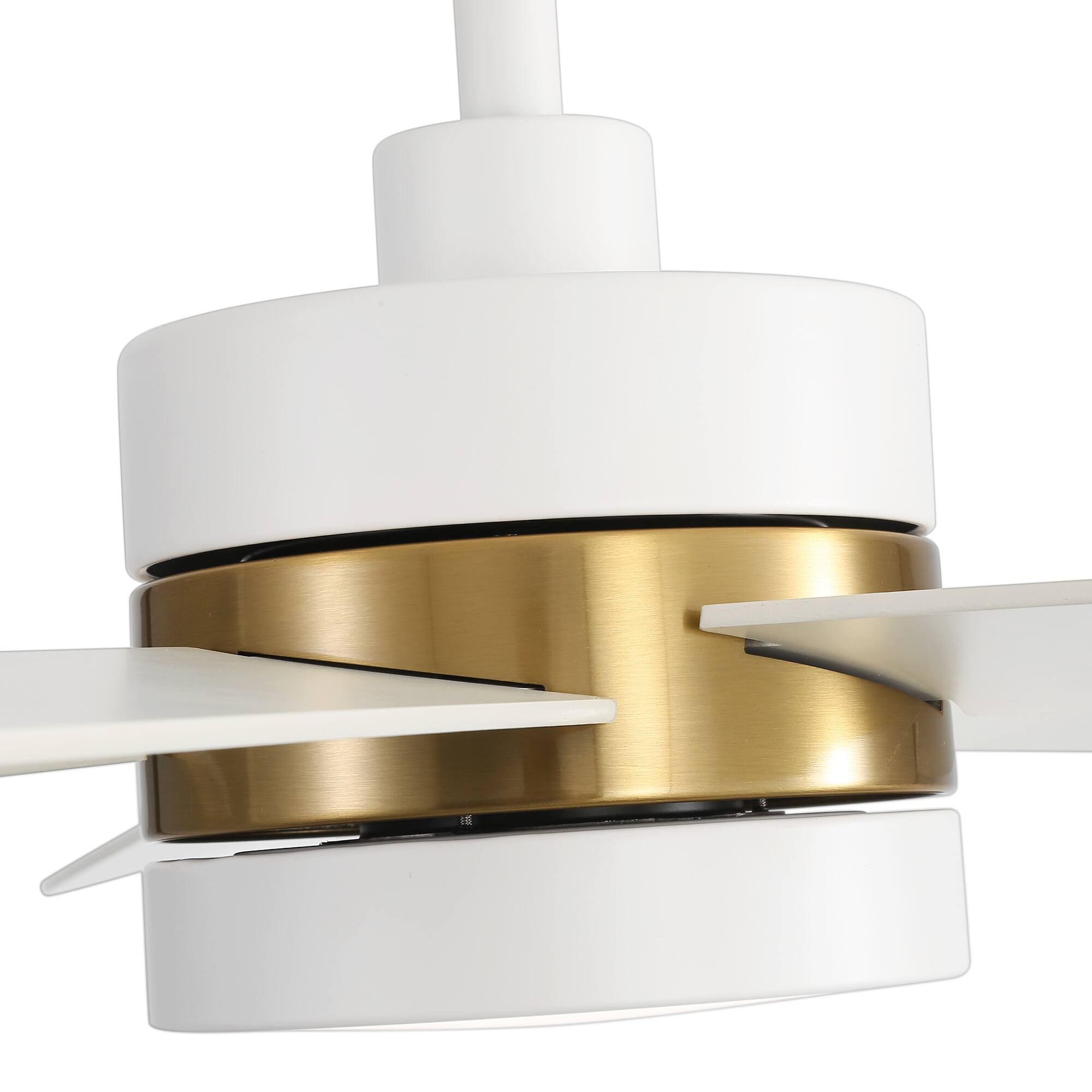 Alt View 7. Breezary - 52-In Indoor Ceiling Fan with Led Light, 5 Plywood Blades, 6-Speed DC Motor, Remote, Timer with Memory, 5/10'' Downrods - White and Gold.