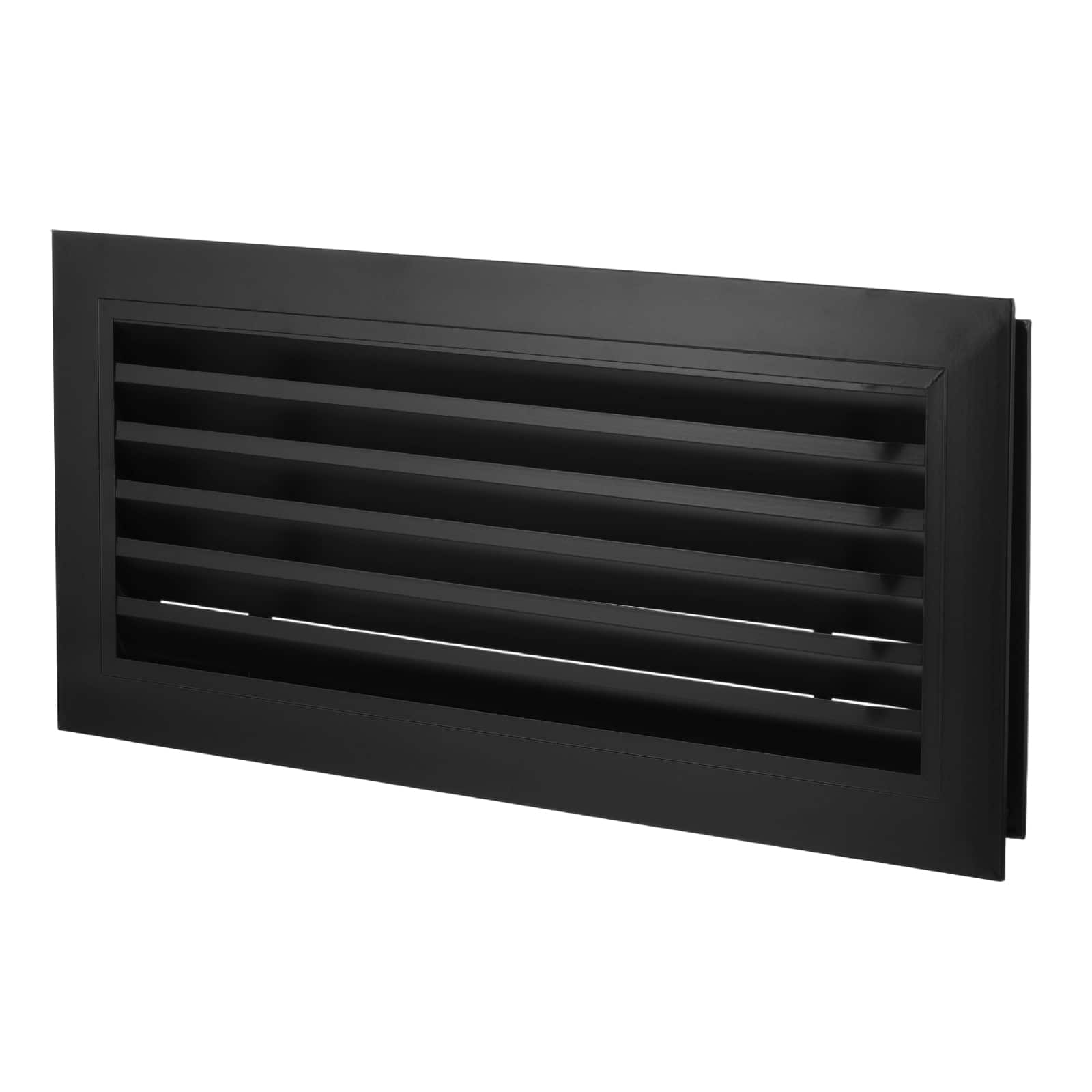Unique Bargains - 20" x 8" Door Air Vent Cover, Anodized Aluminum Alloy Louvered Grille Guard for Cabinet Wardrobe Door - Black