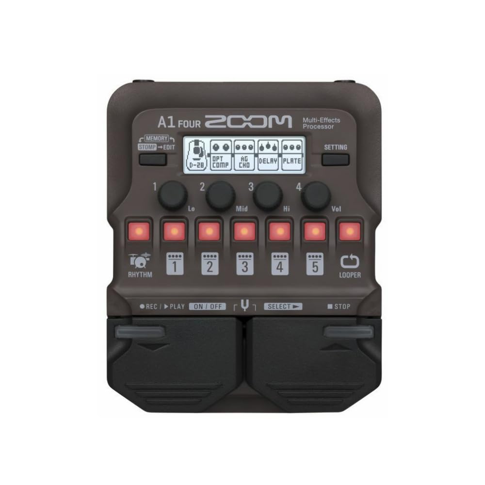 A1 FOUR 200M Multi-Effects Processor MEMORY STOMP EDIT SETTING

OPT 0-28 COMP
AG CHO
DELRY PLATE

1
2
3
4
Lo
Mid
Hi
Vol

RHYTHM
1
2
3
4
5

LOOPER
REC
PLAY
ON/OFF

SELECT
STOP