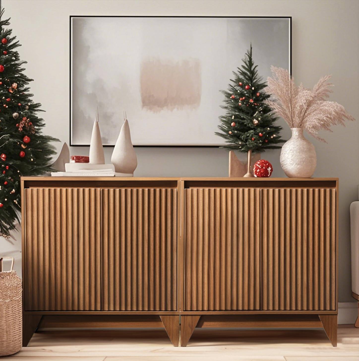 Alt View 4. Koligey - 32" Tall 2 - Door Accent Cabinet With Adjustable Shelf - light walnut.