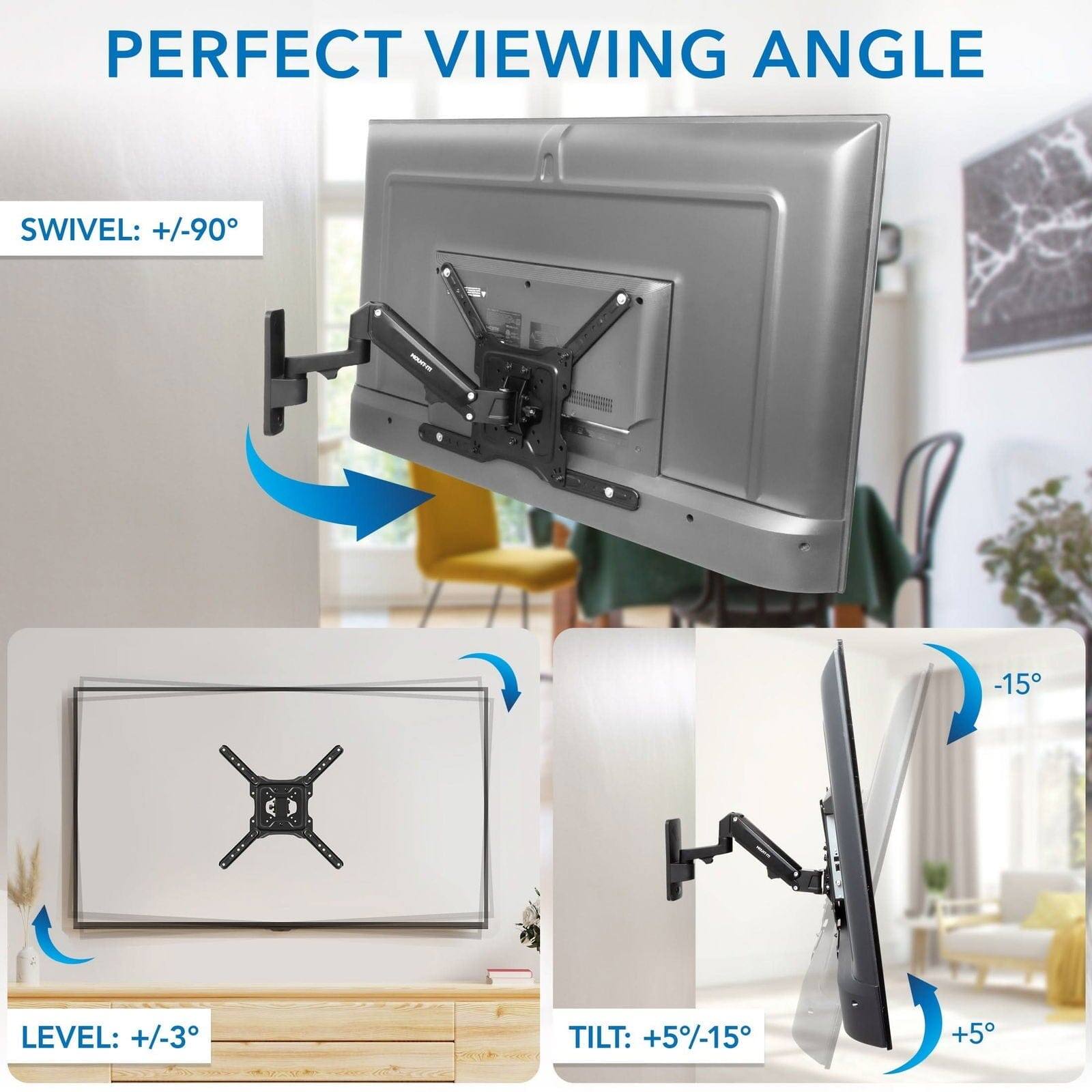 PERFECT VIEWING ANGLE

SWIVEL: +/-90°

LEVEL: +/-3°

TILT: +5°/-15°