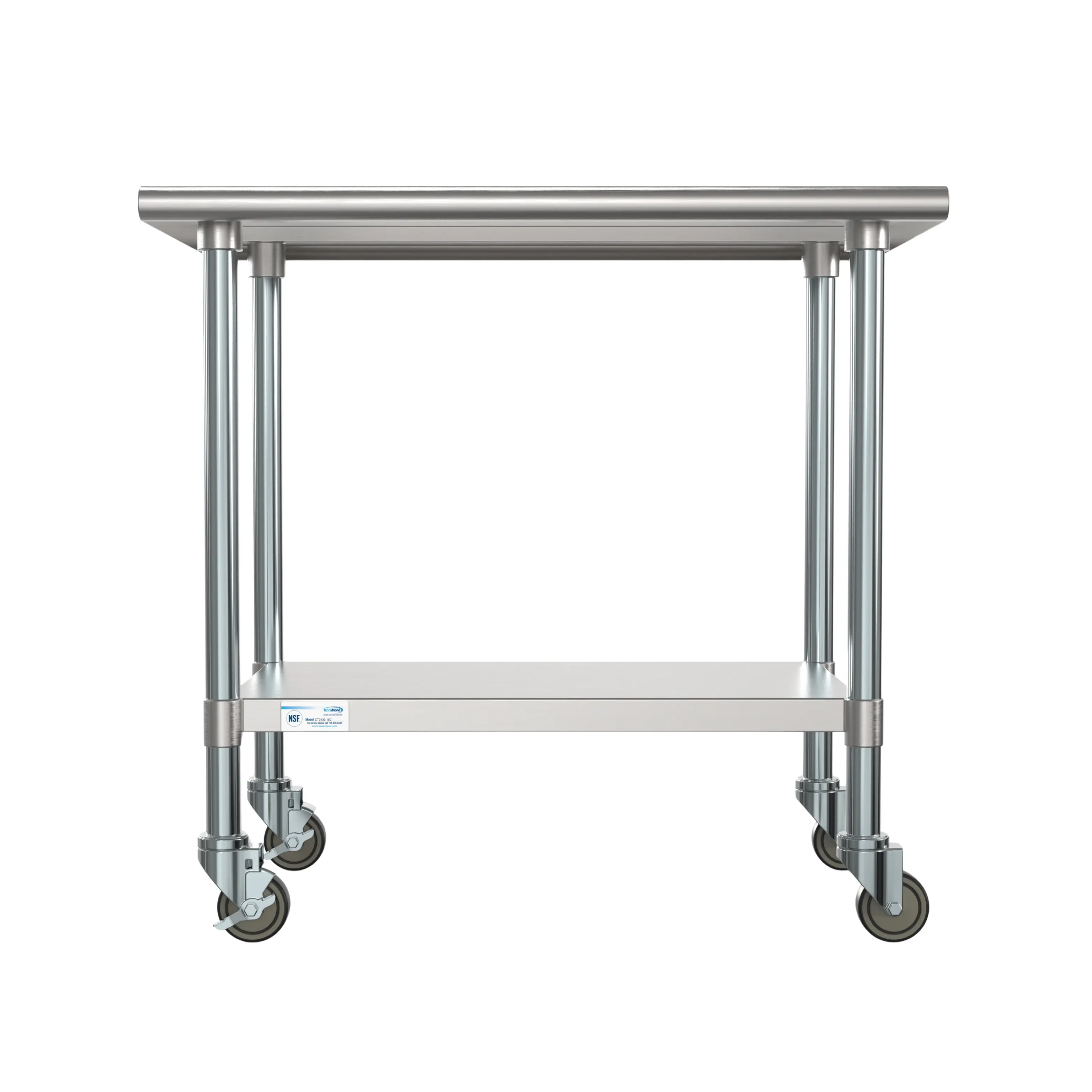 Koolmore - 24" x 36" 18-Gauge 304 Stainless Steel Commercial Work Table with Casters, CT2436-18C - Silver