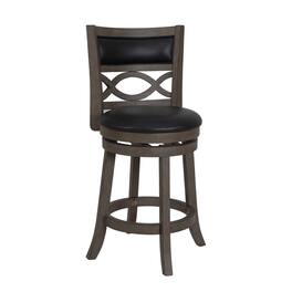 New Classic Furniture - Manchester 24" Wood Counter Stool with Black PU Seat in Ant - Gray