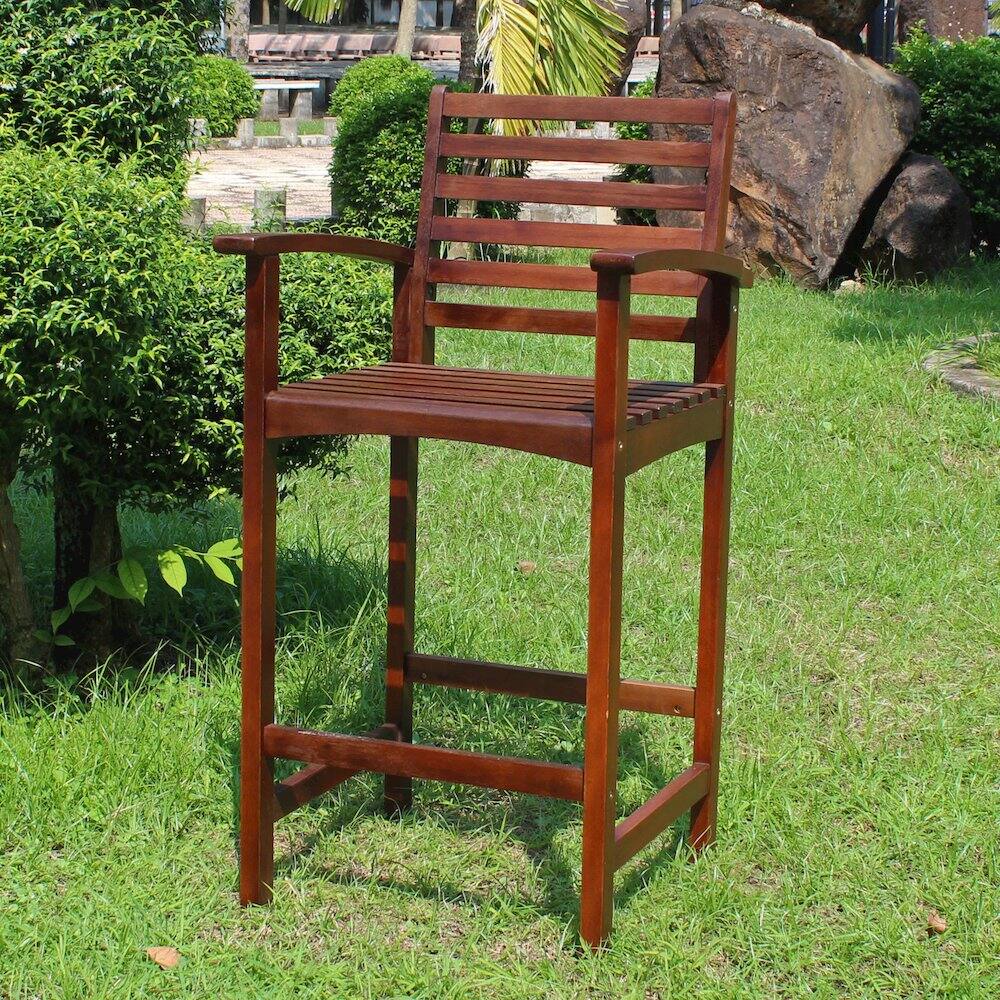 Left. International Caravan - International Caravan Highland Acacia Maine Bar Stool (Set of 2) - Brown.