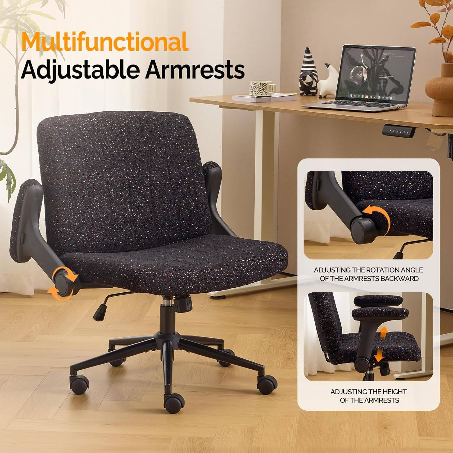 Multifunctional Adjustable Armrests

ADJUSTING THE ROTATION ANGLE OF THE ARMRESTS BACKWARD

ADJUSTING THE HEIGHT OF THE ARMRESTS
