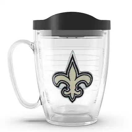 Front. Tervis - New Orleans Saints 16oz. Emblem Classic Mug with Lid - Multicolor.