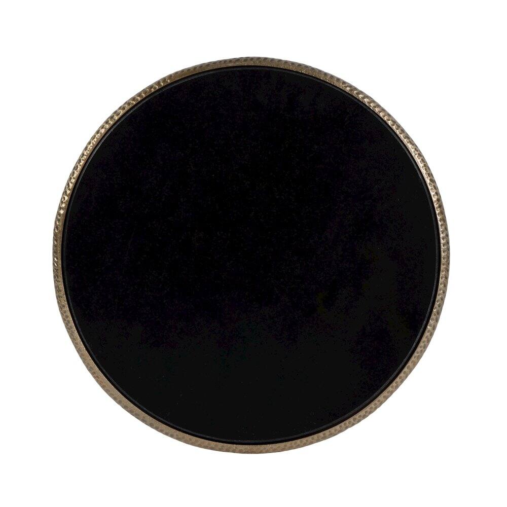 Angle. Butler Specialty - Ivy 15.5 in. W Round Metal & Granite Side Table - Black,Antique Gold.