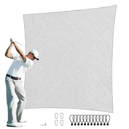 Front. VEVOR - Golf Net,10x10ft Golf Practice Net, Indoor Hitting Net for Golf, Baseball, Hockey, Soccer, Heavy Duty Nylon DIY Ball Net - Black.