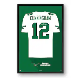 Sporticulture - Randall Cunningham Philadelphia Eagles Framed 27" x 39" Retired Jersey Art Print - Multicolor