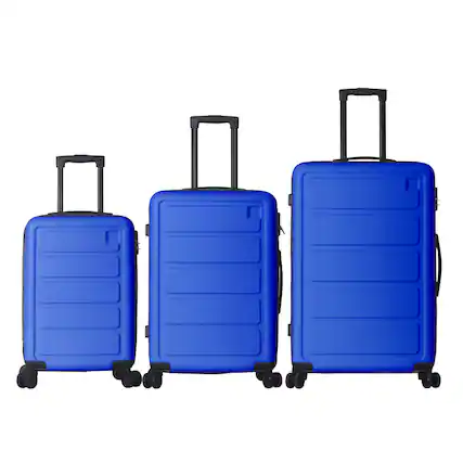 Front. Bestier - 3-Piece ABS Hardshell Luggage Set (20”/24”/28”) with Spinner Wheels, Lightweight Durable Suitcases - Royal Blue.