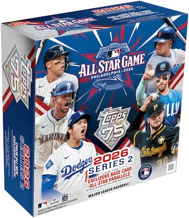 Topps 75
ALL-STAR GAME
PHILADELPHIA • 2026
2026 SERIES 2
EXCLUSIVE BASE CARD
ALL-STAR PARALLELS
LOOK FOR CARD
EXCLUSIVE PARALLELS
FOR DETAILS AND ENTRY
MAJOR LEAGUE BASEBALL
OFFICIALLY LICENSED PRODUCT OF MLB PLAYERS, INC.
ALL-STAR GAME
PHILADELPHIA • 2026
Topps 75
2026 SERIES 2
EXCLUSIVE BASE CARD
ALL-STAR PARALLELS
LOOK FOR CARD
EXCLUSIVE PARALLELS
FOR DETAILS AND ENTRY
MAJOR LEAGUE BASEBALL
OFFICIALLY LICENSED PRODUCT OF MLB PLAYERS, INC.