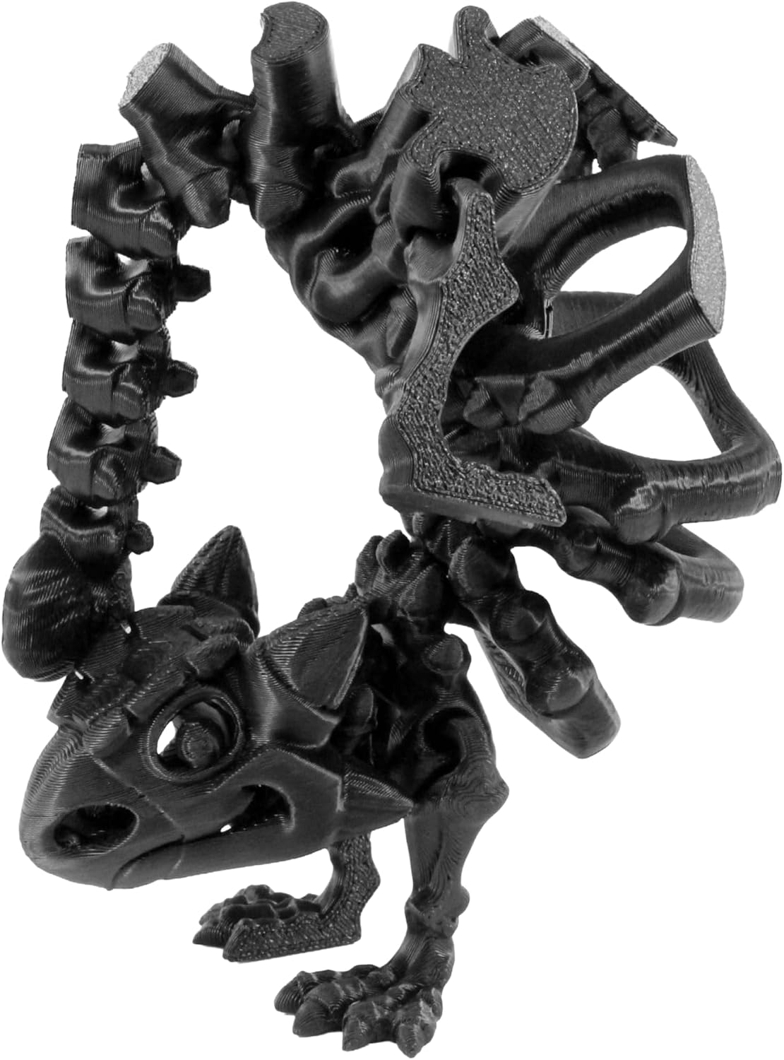 Alt View 2. JuzToys - 3D Printed Skeleton Ankylosaurus, Prehistoric Collectible Articulating Dinosaur 3D Figurine Desk Décor Black by PowerTRC - Black.
