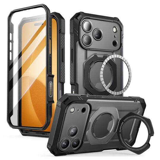 Angle. SUPCASE - UB Grip Pro MagSafe Case for iPhone 17 Pro Max – Sleek Protection + HD Tempered Glass Screen Guard - Black.
