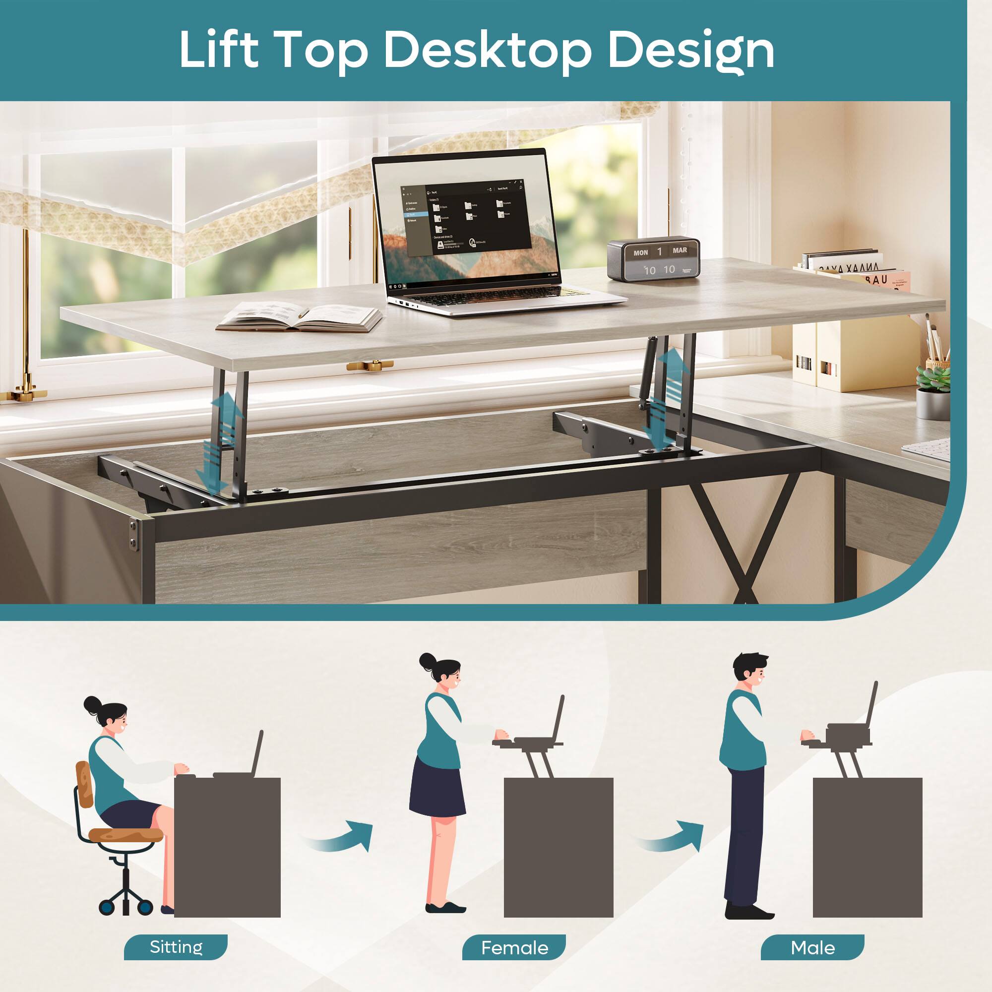Lift Top Desktop Design - E - 4 - 1 - or 10 - A UAP Sitting Female Male