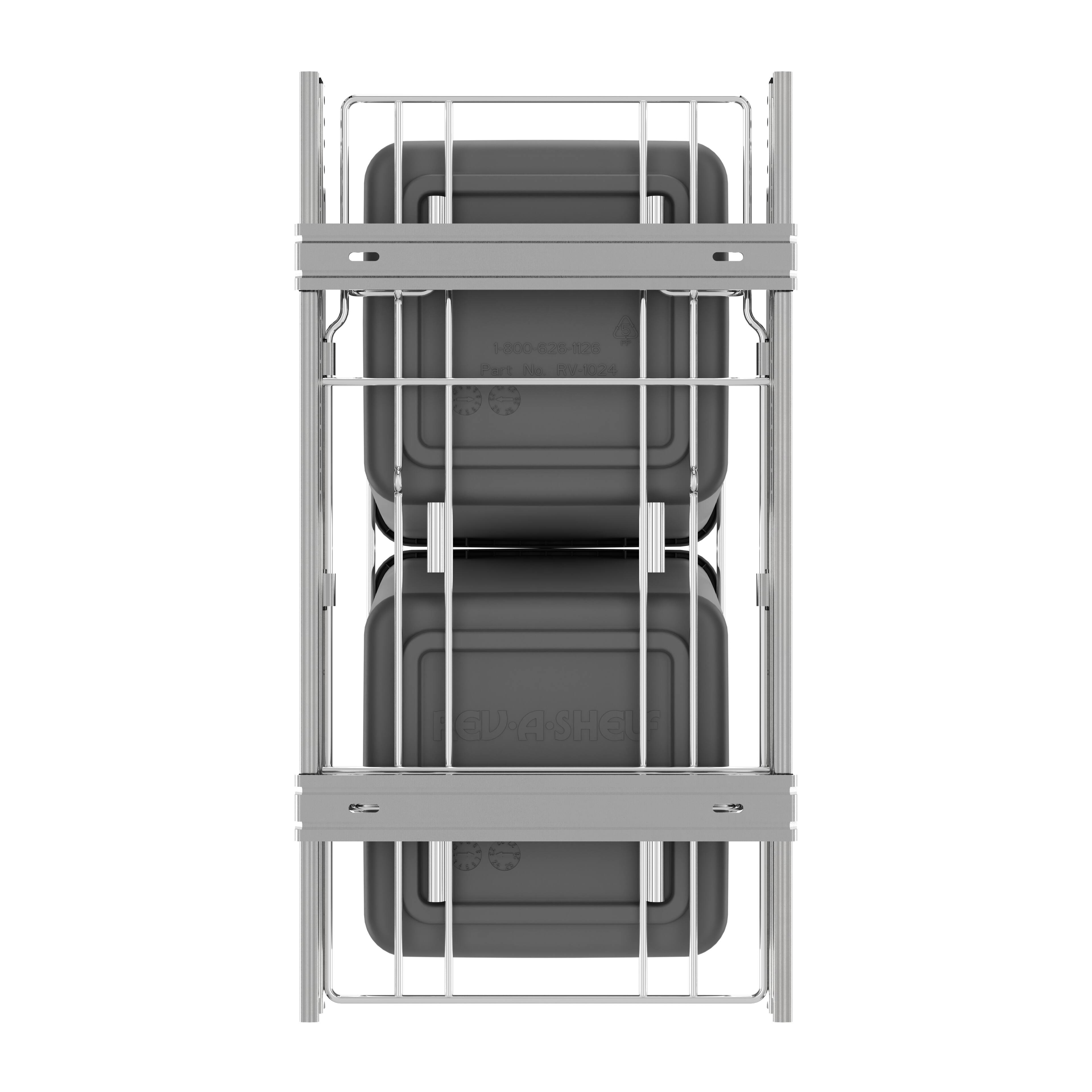 Alt View 7. Rev-A-Shelf - Rev-A-Shelf Double Pullout Trash Cans 27 qt. for Kitchen, Silver, RV-15KD-17C S - Metallic Silver.