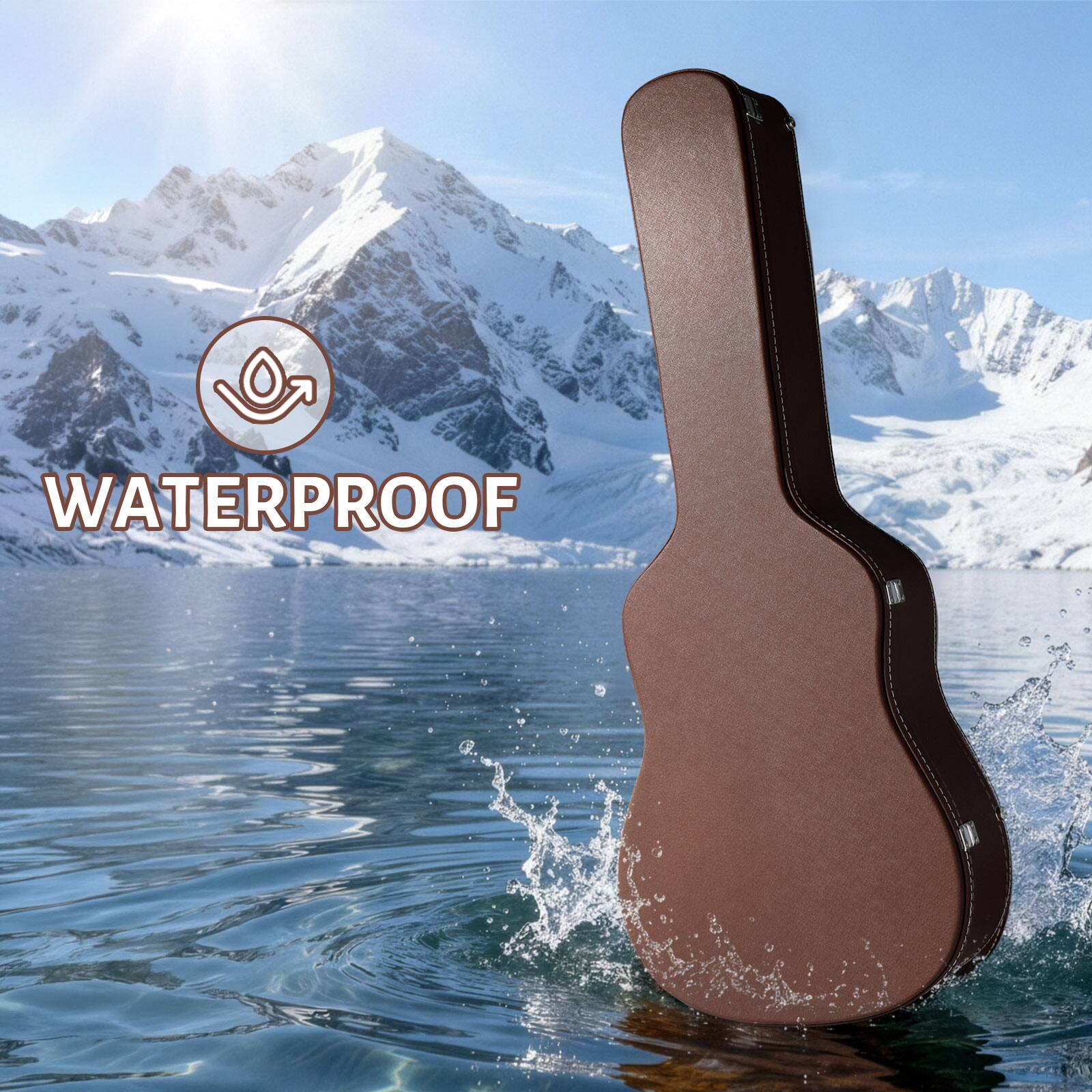 Alt View 4. Winado - Acoustic Guitar Hard Case Fits 41-Inch Guitars, PVC Leather Covered Lightweight Hardshell Case with Plush Lining.