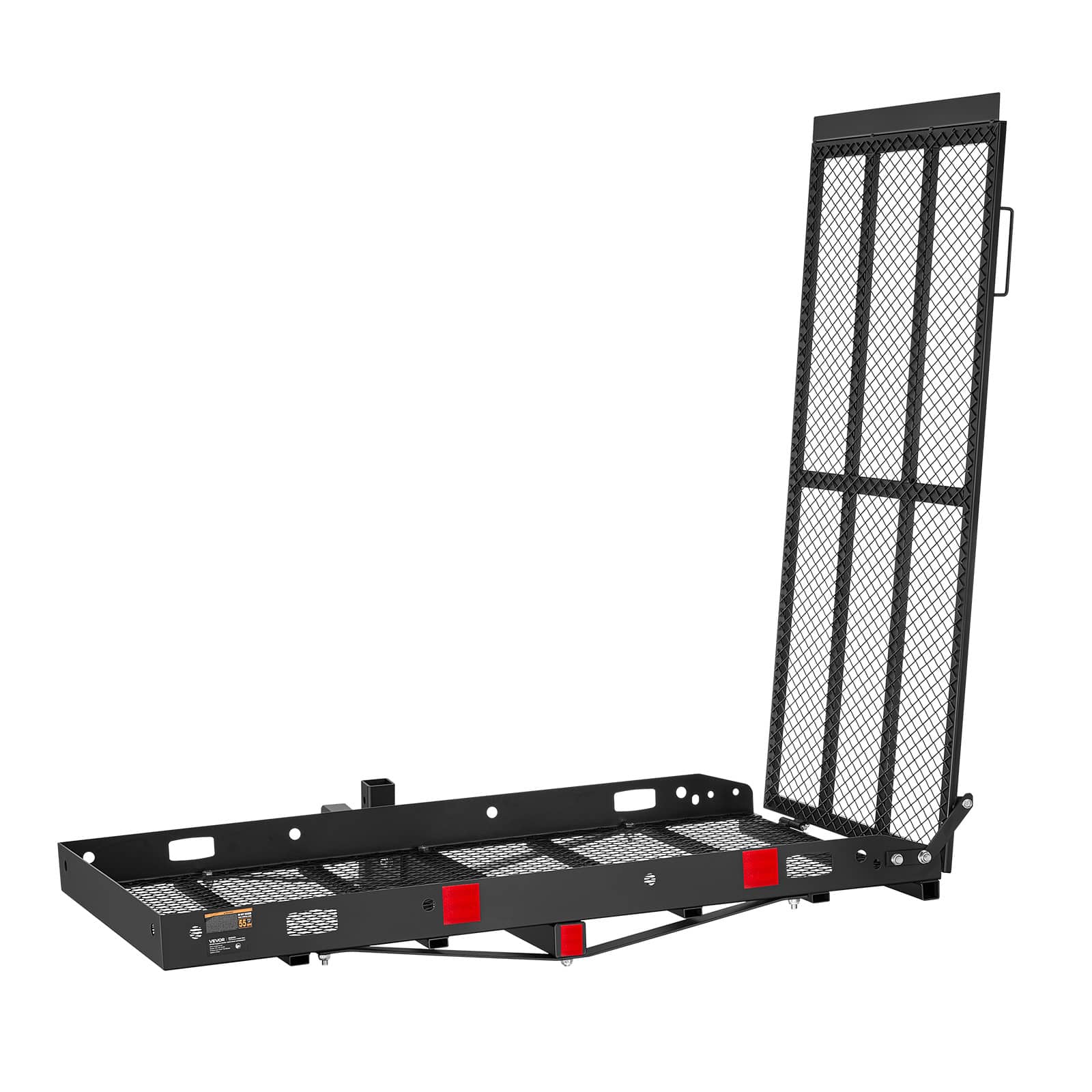 Alt View 5. VEVOR - Hitch Mount Wheelchair Carrier Height Adjustable, 500LBS Steel Mobility Scooter Carrier Cargo Basket with Folding Ramp - Black.