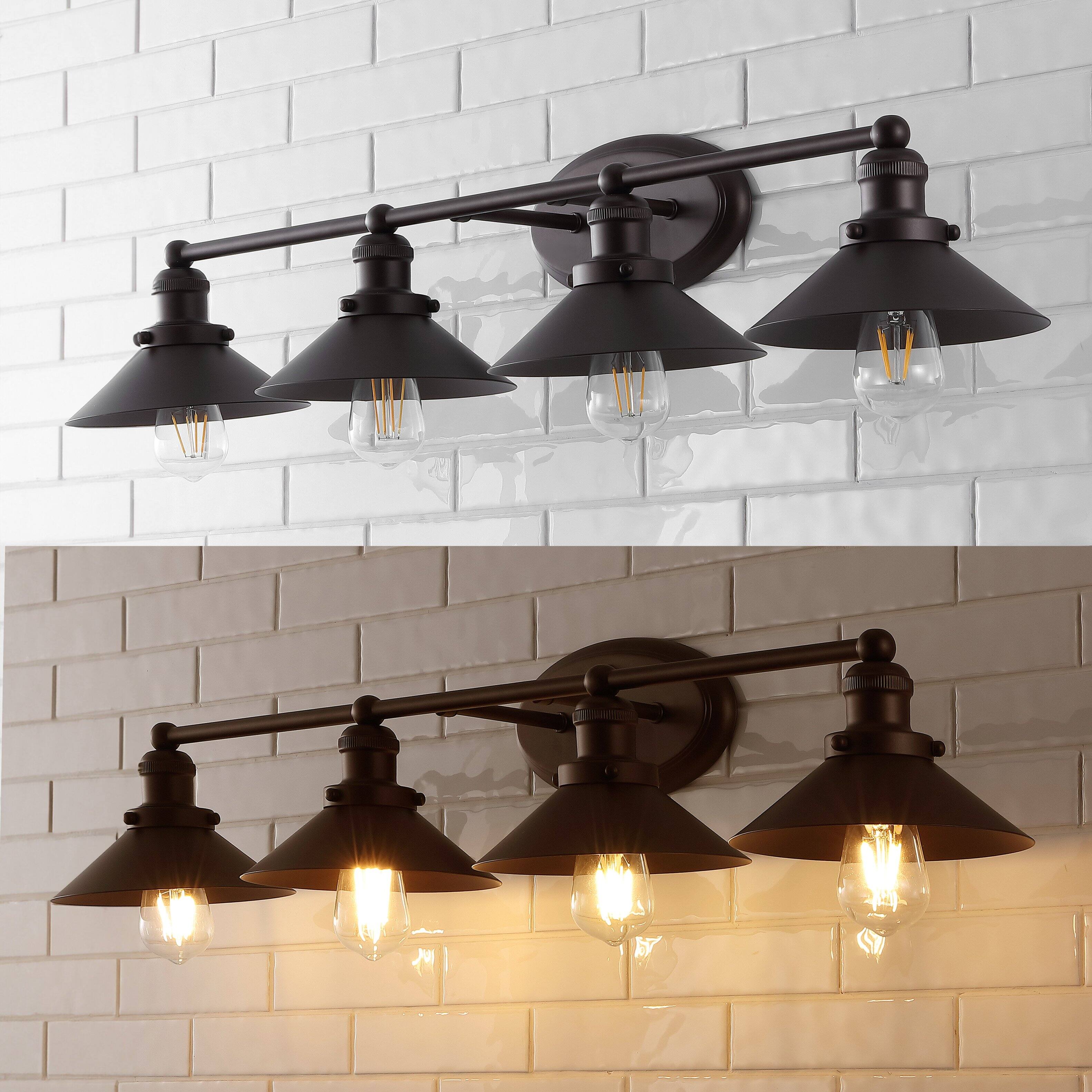 Alt View 4. Jonathan Y - July 36.25" 4-Light Industrial Farmhouse Metal Vanity Light, Oil Rubbed Bronze - Oil Rubbed Bronze.