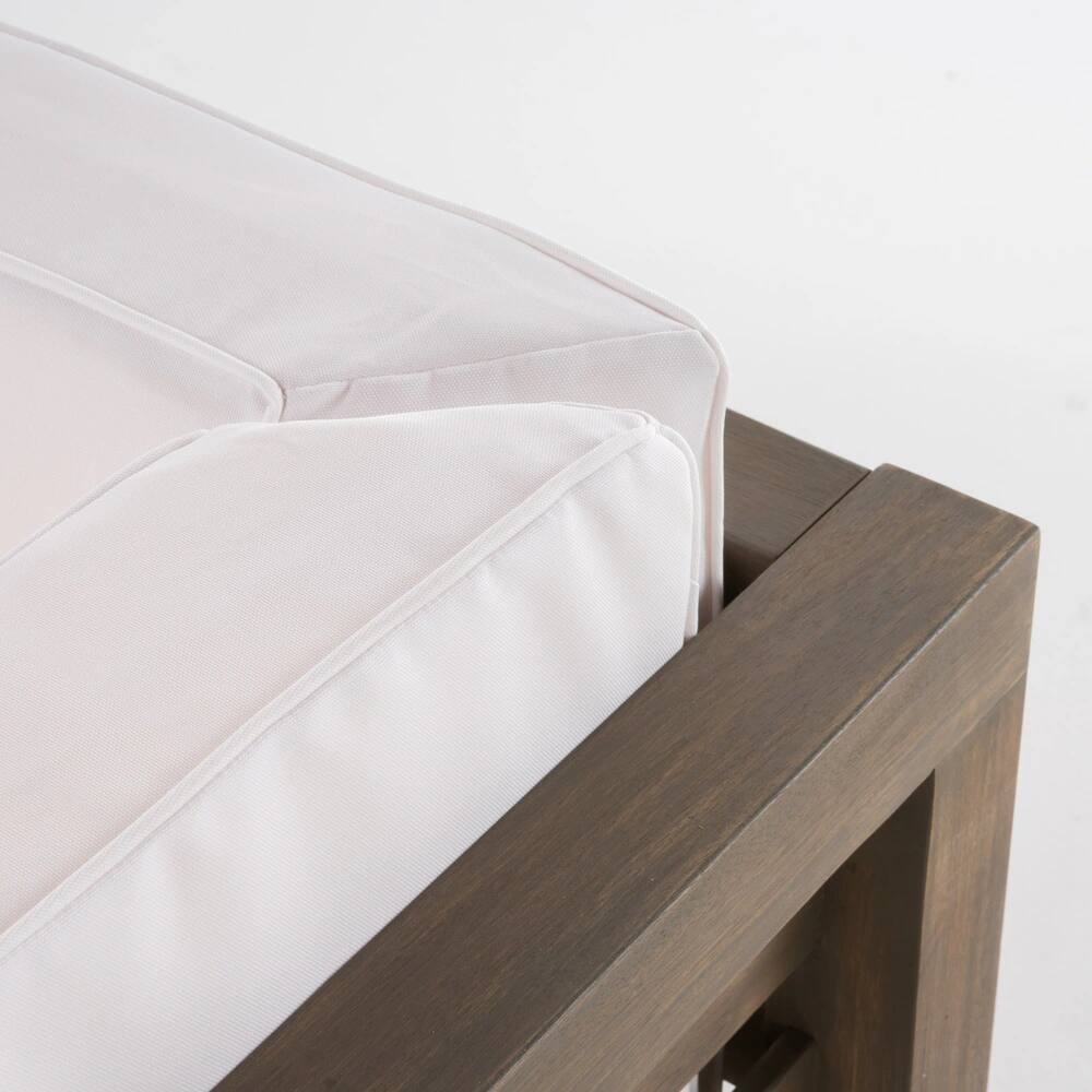 Alt View 5. Siljoy - OANA OUTDOOR WOODEN SECTIONAL SET WITH CUSHIONS, WHITE - White.