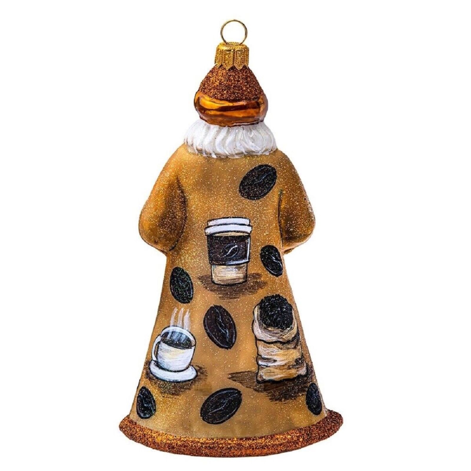Front. Joy to the World Collectibles - Joy to the World Glitterazzi Coffee Santa with To Go Cup Polish Glass Christmas Ornament - Multicolor.