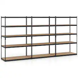 Costway - 3 PCS 72" H x 48" W x 24" D 5-Tier Garage Shelving Unit 2200 LBS Metal Shelves - Black