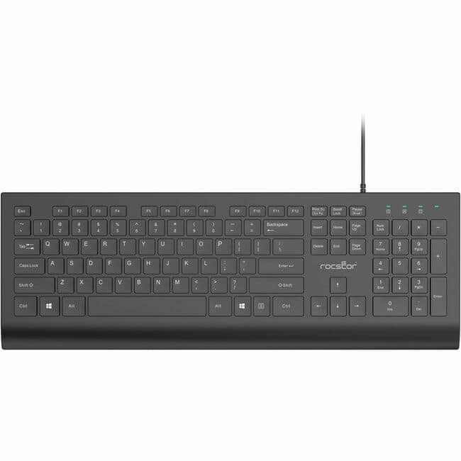 Rocstor - Premium K10 USB Wired Keyboard - 104 Key Function - Cable Connectivity - USB Type A Interface - 104 Key(s) - Win - Black