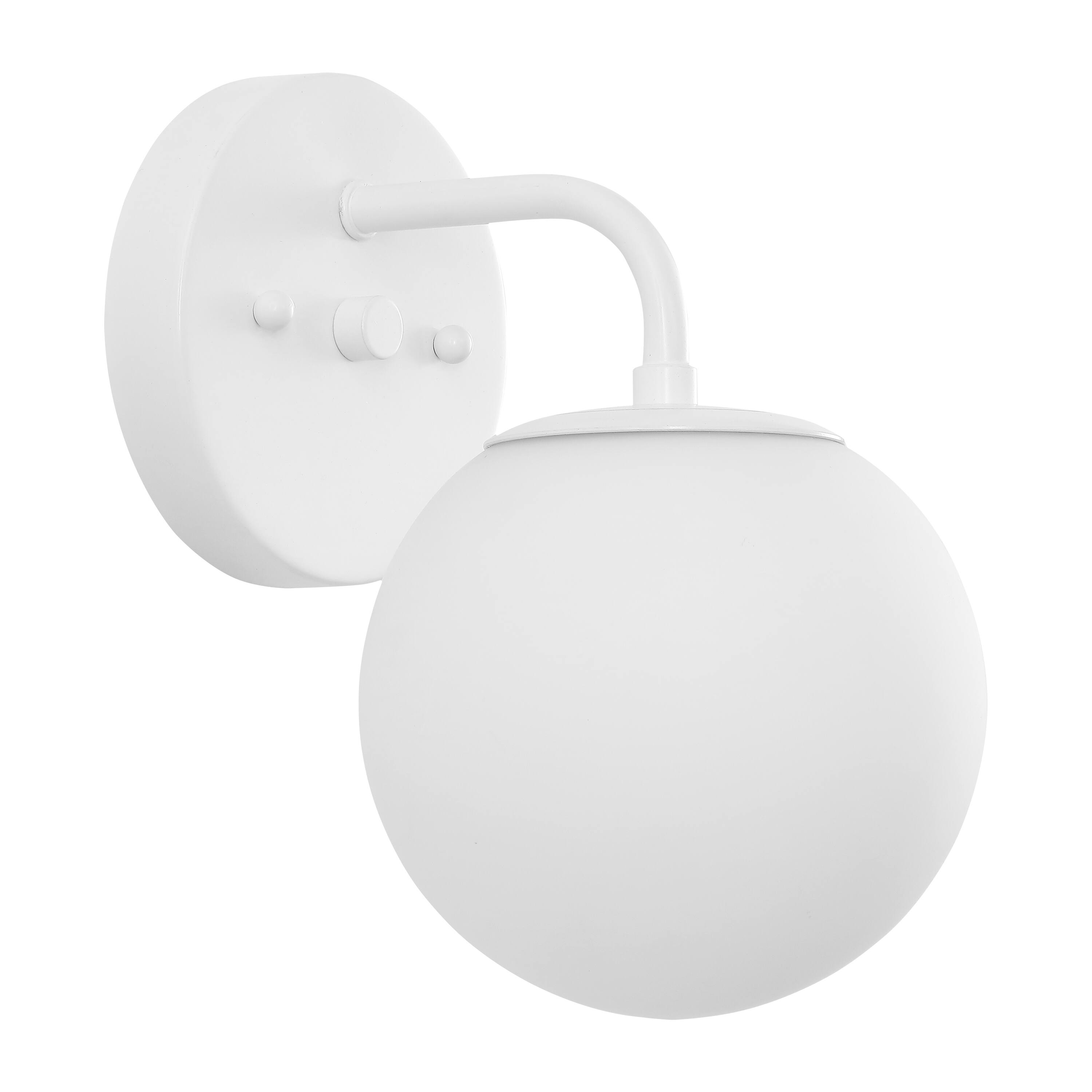 Alt View 9. Jonathan Y - Louis Parisian Globe 5.75" 1-Light Metal/Frosted Glass Modern Contemporary LED Vanity Light, White - White.