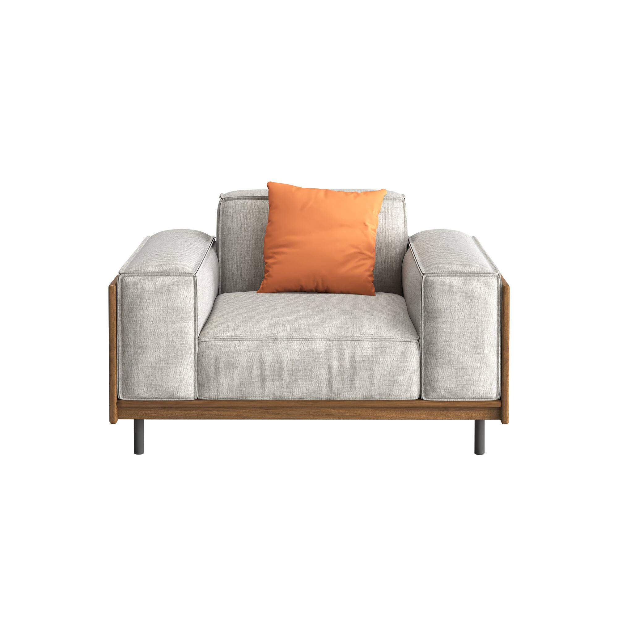 Alt View 4. luck idea - Modern Fabric Sofa with Solid Wood Frame, Breathable Cotton-Linen Upholstery, High-Density Foam Cushions, Metal Legs - Gray 1-Seat.