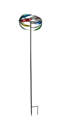 Transpac - 64 Inch Metal Kinetic Wind Spinner Garden Stake Lawn Decor Yard Art Sculpture - Multicolored
