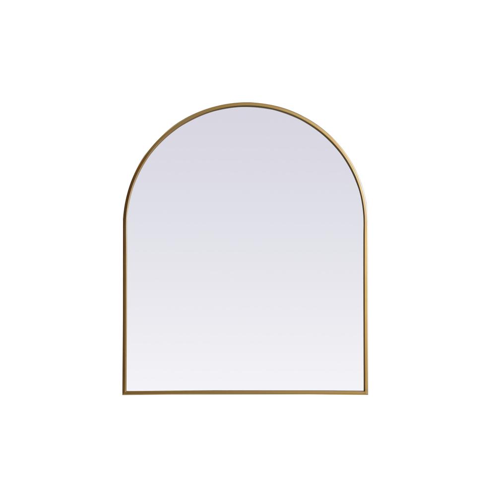 Alt View 5. Elegant Decor - Metal Frame Arch Mirror 30x36 Inch in Brass - Brass.