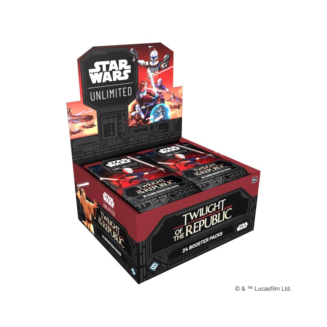 STAR WARS UNLIMITED  
STAR UNLIMITED WITH UNLIMITED TWILIGHT PACK REPUBLIC CARD BOOSTER 32+ TWILIGHT OF THE BOOSTER PACK 16-CARD 16  
UNLIMITED TWILIGHT TWILIGHT THE OF PACKS 21-BOOSTER PACKS 24 BOOSTER  
& TM Lucasfilm Ltd.