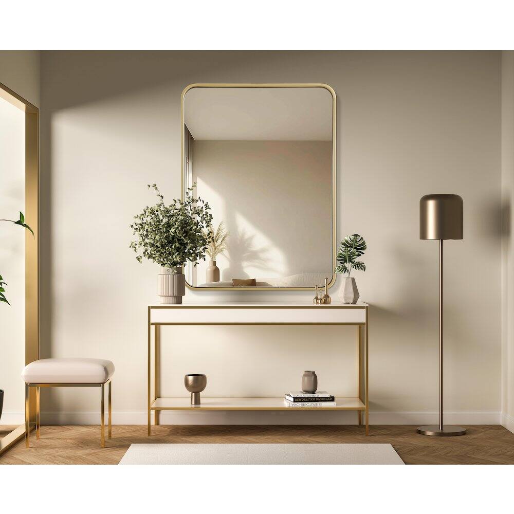 Alt View 7. Elegant Decor - Contour Metal Rectangle Mirror 24x32 in Brass - Brass.